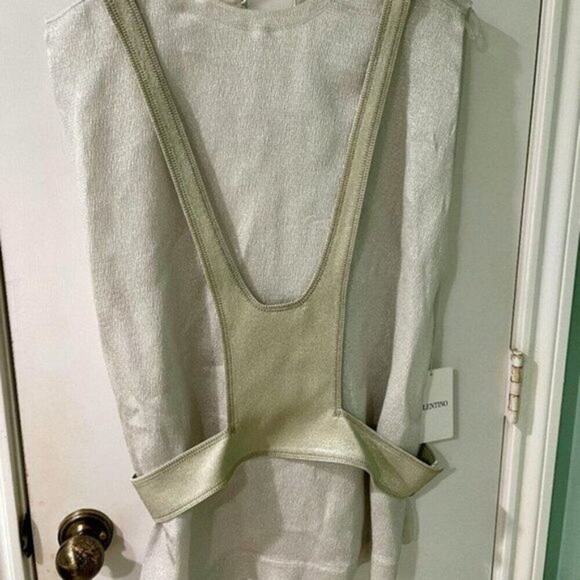 Valentino Contrast Bodice Sleeveless Top silver and Water Green - Picture 5 of 12